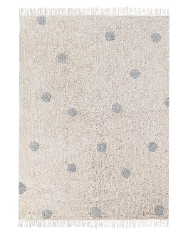 Area Rug Beige and Grey Cotton Dots Pattern 140 x 200 cm Low Pile for Children Playroom  Beliani