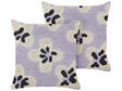 Set of 2 Cushions Purple Cotton 45 x 45 cm Decorative with Floral Pattern Beliani