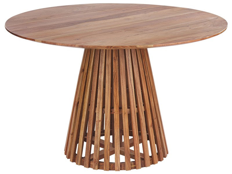 Dining Table Dark Wood Acacia Wood ⌀ 120 cm Round for 4 People Modern Dining Room Beliani