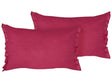 Set of 2 Decorative Cushions Red Linen 30 x 45 cm with Frilling and Bows Beliani