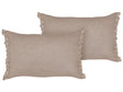Set of 2 Decorative Cushions Light Brown Linen 30 x 45 cm with Frilling and Bows Beliani
