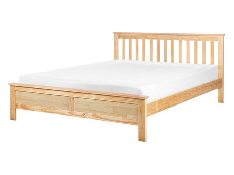 Bed Frame Light Wood Pine Wood EU Double Size 4ft6 Scandinavian Style Beliani