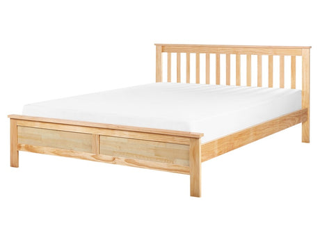 Bed Frame Light Wood Pine Wood EU King Size 4ft6 Scandinavian Style Beliani