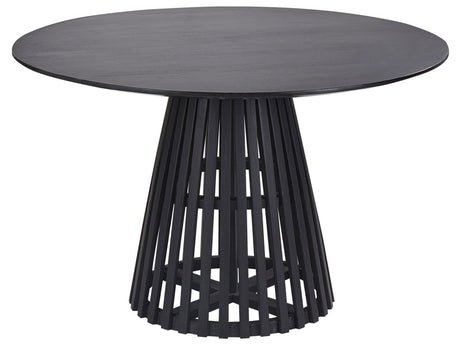 Dining Table Black Acacia Wood ⌀ 120 cm Round for 4 People Modern Dining Room Beliani