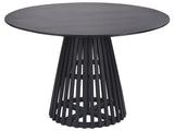 Dining Table Black Acacia Wood  120 cm Round for 4 People Modern Dining Room Beliani