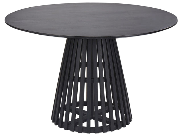 Dining Table Black Acacia Wood  120 cm Round for 4 People Modern Dining Room Beliani