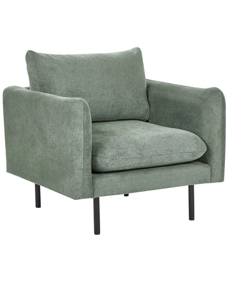 Armchair Green Chenille Fabric Black Legs Modern Retro Style Beliani