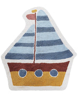 Area Rug Multicolour Cotton  120 cm Decorative Ship Pattern Boho Style Living Room Kids Children's Room Beliani