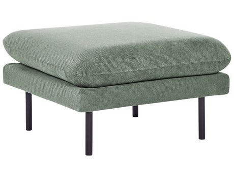 Ottoman Green Chenille Fabric Pillow Top Square Footstool Metal Legs Glamour Style Beliani