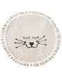 Area Rug Beige Cotton ø 120 cm Round Decorative Cat Pattern Tassels Boho Style Living Room Kids Children's Room Beliani
