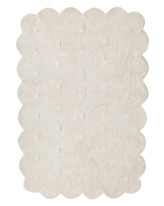 Area Rug Beige Cotton 140 x 200 cm Decorative Dots Pattern Boho Style Living Room Kids Children's Room Beliani