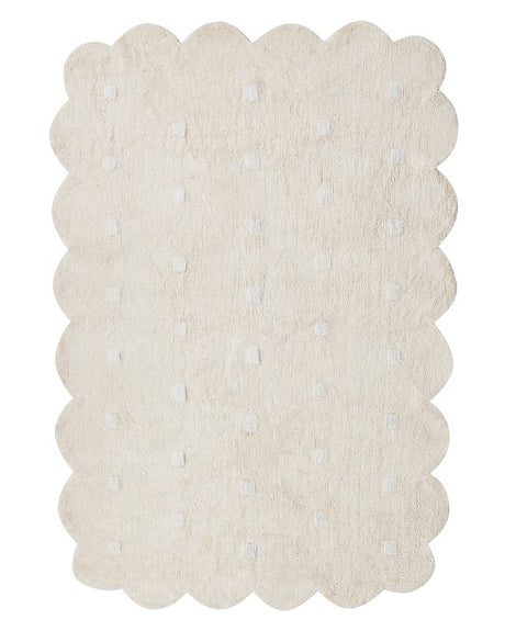 Area Rug Beige Cotton 140 x 200 cm Decorative Dots Pattern Boho Style Living Room Kids Children's Room Beliani