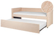 Trundle Bed Peach Pink Boucle EU Single Wooden Slats Daybed Glamour Decorative Studs Beliani