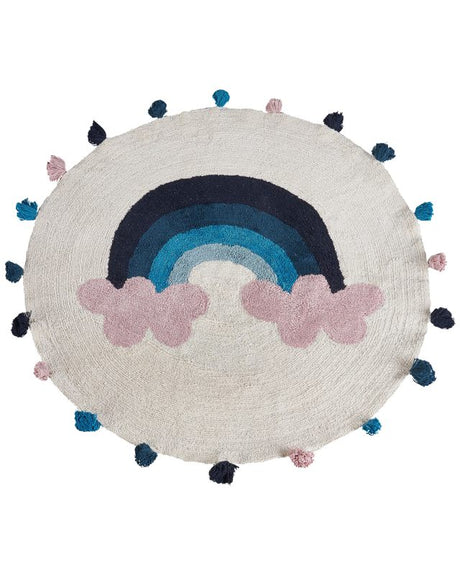 Kids Area Rug Multicolour Cotton ø 120 cm Round Handwoven with Decorative Tassels Modern Style Living Room Bedroom Nursery Beliani