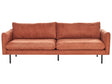 Sofa Golden Brown Chenille Fabric Black Legs 3 Seater Cushion Seat Modern Retro Style Beliani
