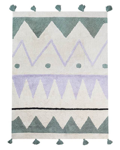 Area Rug Multicolour Cotton Abstract Pattern 140 x 200 cm Low Pile with Tassels for Children Playroom  Beliani