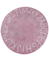 Area Rug Pink Cotton  120 cm Round Handmade with Alphabet Boho Style Living Room Kids Children's Room Beliani