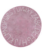Area Rug Pink Cotton  120 cm Round Handmade with Alphabet Boho Style Living Room Kids Children's Room Beliani