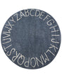 Area Rug Dark Blue Cotton  120 cm Round Handmade with Alphabet Boho Style Living Room Kids Children's Room Beliani