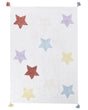 Kids Area Rug Cotton Multicolour 140 x 200 cm Stars Pattern Handwoven with Tassels Floor Playmat Beliani