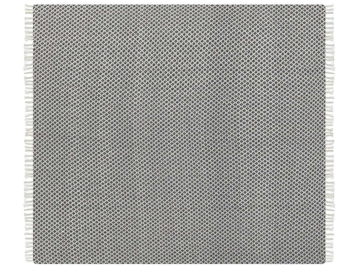 Blanket Black and White Cotton Geometric Pattern 200 x 220 cm Bed Throw Traditional Living Room Bedroom Beliani