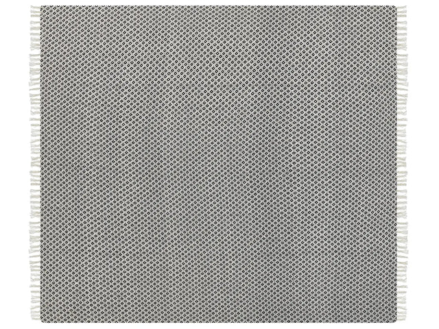 Blanket Black and White Cotton Geometric Pattern 200 x 220 cm Bed Throw Traditional Living Room Bedroom Beliani
