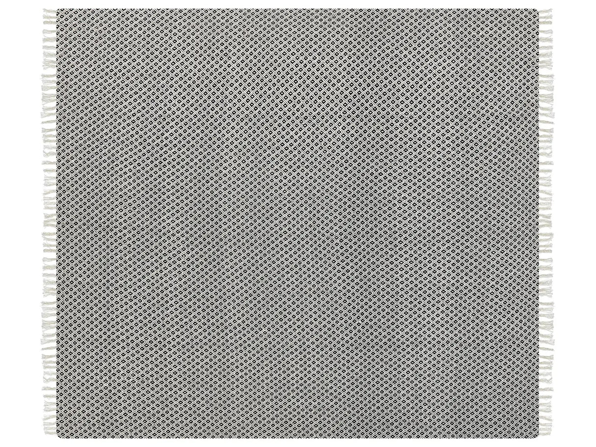Blanket Black and White Cotton Geometric Pattern 220 x 240 cm Bed Throw Traditional Living Room Bedroom Beliani