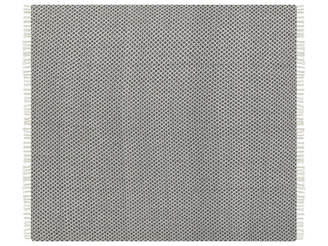 Blanket Black and White Cotton Geometric Pattern 220 x 240 cm Bed Throw Traditional Living Room Bedroom Beliani