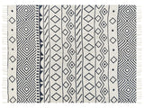 Blanket Beige and Navy Blue Cotton Geometric Pattern 150 x 200 cm Bed Throw Traditional Living Room Bedroom Beliani