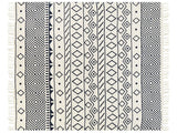 Blanket Beige and Navy Blue Cotton Geometric Pattern 200 x 220 cm Bed Throw Traditional Living Room Bedroom Beliani