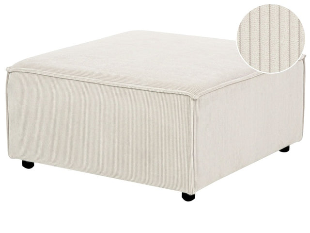 Ottoman Off-White Corduroy Upholstered Square Footstool Modern Design Living Room Beliani