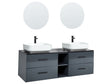 Double Sink Bathroom Vanity Grey MDF 4 Drawers Hanging Cabinet 2 Mirrors LED Touch  Beliani