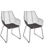 Set of 2 Dining Chairs Black Metal Wire Design Faux Leather Black Seat Pad Glam Industrial Modern Beliani
