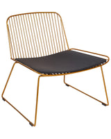 Accent Chair Gold Metal Wire Design Armless Faux Leather Black Seat Pad Glam Industrial Modern Beliani