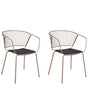 Set of 2 Dining Chairs Beige Metal Wire Design Faux Leather Black Seat Pad Accent Industrial Glam Style Beliani