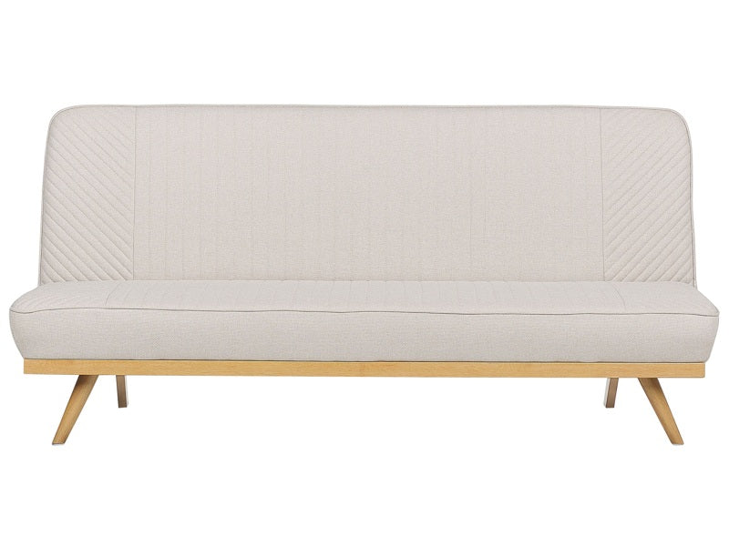 Sofa Bed Beige Fabric Upholstery Metal Legs Wood Finish 2 Seater Tufted Backrest Seat Modern Design Armless Beliani