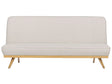 Sofa Bed Beige Fabric Upholstery Metal Legs Wood Finish 2 Seater Tufted Backrest Seat Modern Design Armless Beliani