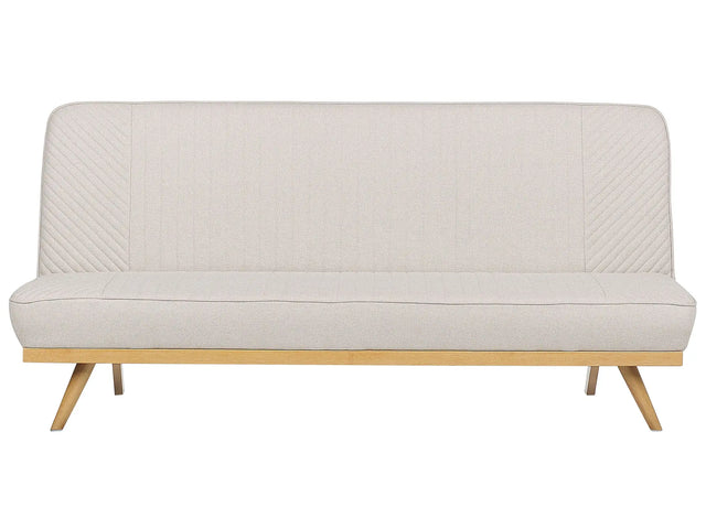 Sofa Bed Beige Fabric Upholstery Metal Legs Wood Finish 2 Seater Tufted Backrest Seat Modern Design Armless Beliani