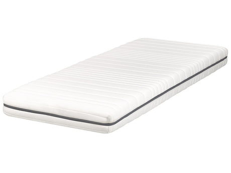 Foam Mattress White 80 x 200 cm Polyester Fabric Removable Cover with Zipper EU Single Size Medium Firm H2 Beliani