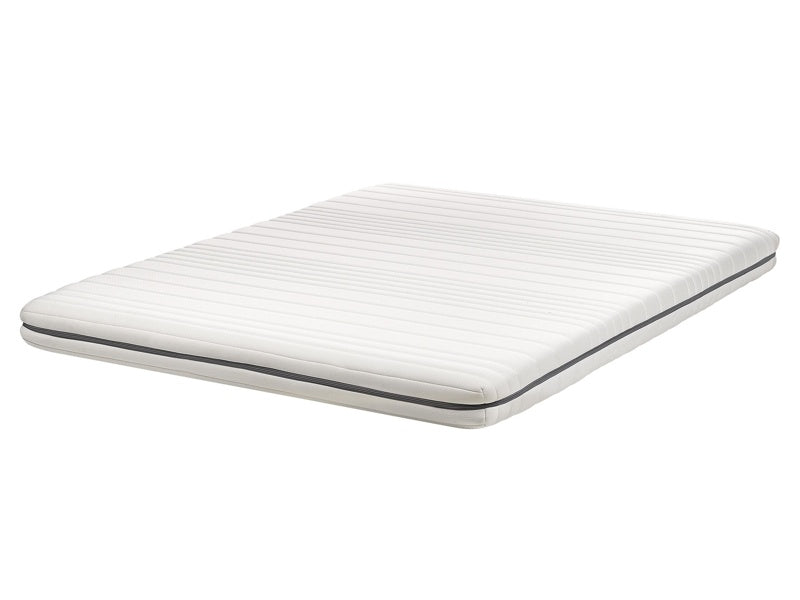 Foam Mattress White 160 x 200 cm Polyester Fabric Removable Cover with Zipper EU Single Size Medium Firm H2 Beliani