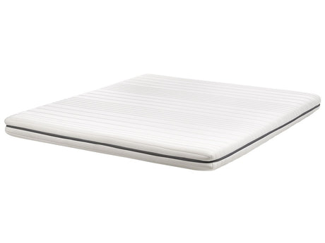 Foam Mattress White 180 x 200 cm Polyester Fabric Removable Cover with Zipper EU Single Size Medium Firm H2 Beliani