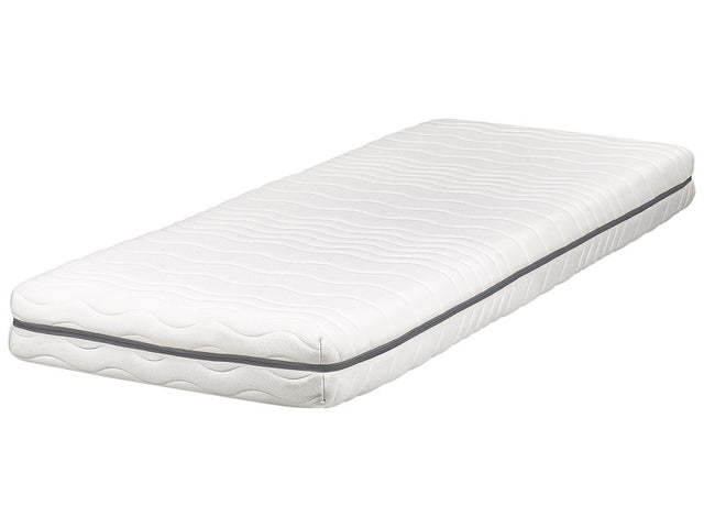 Memory Foam Mattress White with Grey Fabric EU Small Single Size Medium Firm H2 Beliani