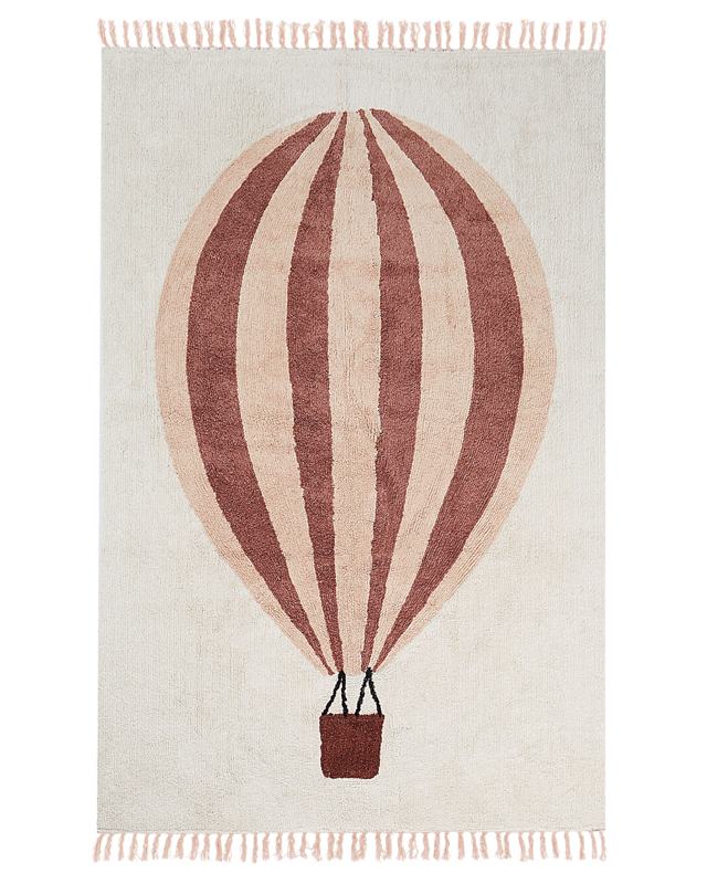 Tufted Rug Cotton Off-white Color 140x200 cm with Balloon Patern Rectangular Beliani