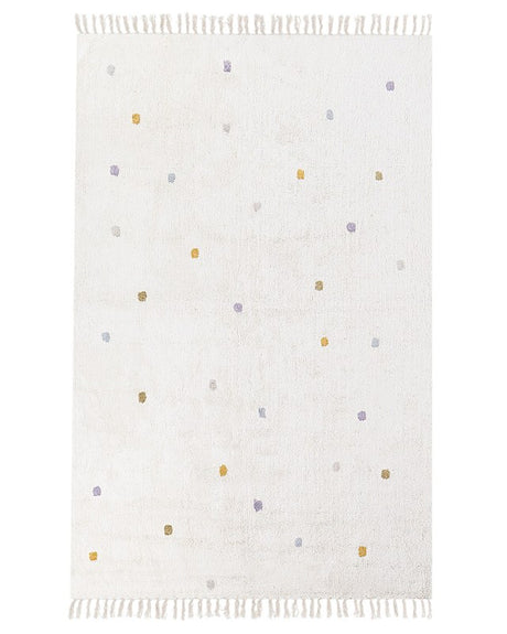 Cotton Kids Rug Off-white Color 140x200 cm with Multicolor Dots Rectangular Beliani