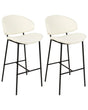 Set of 2 Dining Bar Chairs Light Beige Fabric Upholstery Black Metal Legs Armless Curved Backrest Modern Contemporary Design Beliani