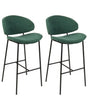 Set of 2 Dining Bar Chairs Green Fabric Upholstery Black Metal Legs Armless Curved Backrest Modern Contemporary Design Beliani