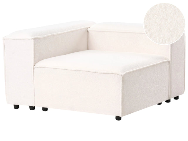 Corner Section White Boucle 1-Seat Sofa Module Modern Single-Seat Beliani