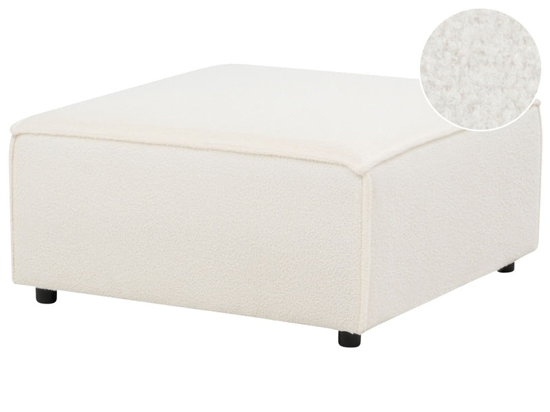 Ottoman White Boucle Upholstered Square Footstool Modern Design Living Room Beliani