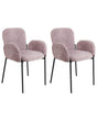 Set of 2 Dining Chairs Pink Fabric Upholstered Woven Polyester Black Legs Retro Style Living Space Furniture Beliani