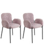 Set of 2 Dining Chairs Pink Fabric Upholstered Woven Polyester Black Legs Retro Style Living Space Furniture Beliani